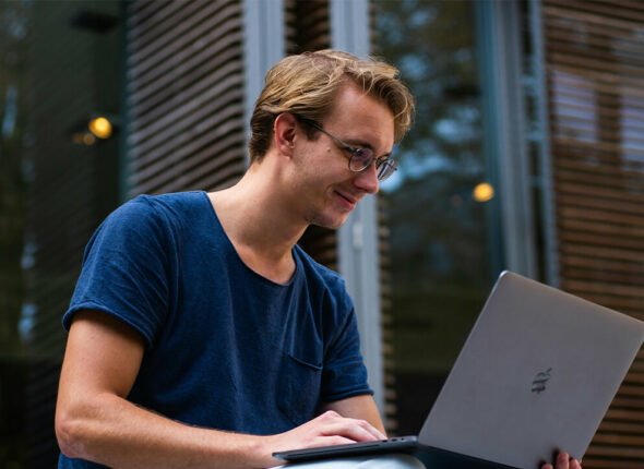 A man working on a computer